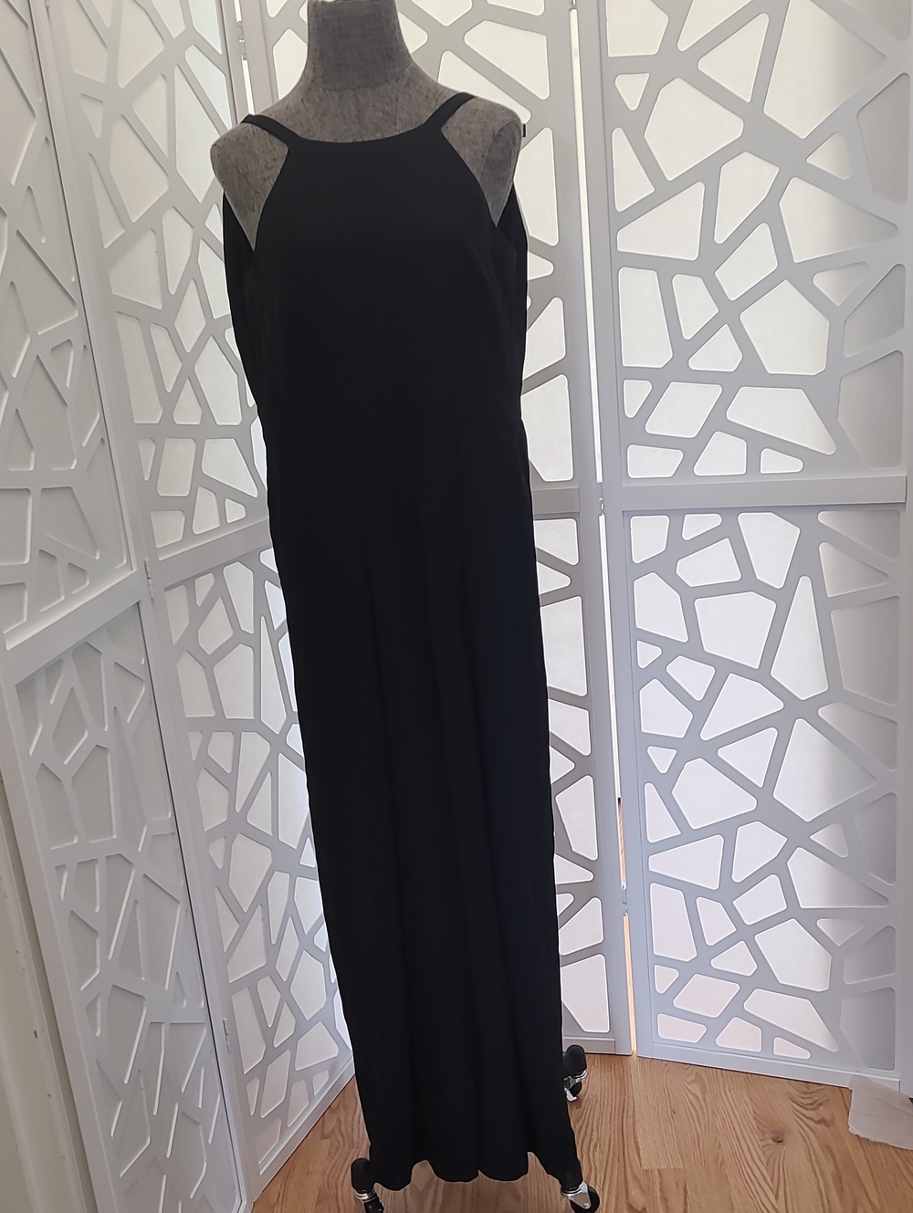 Women's Black Sleeveless Maxi Dress with High Neck